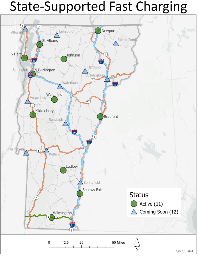 State DC fastercharging EV sites